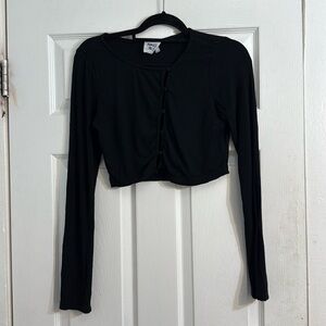 Princess Polly Black Cropped Cardigan Size 8